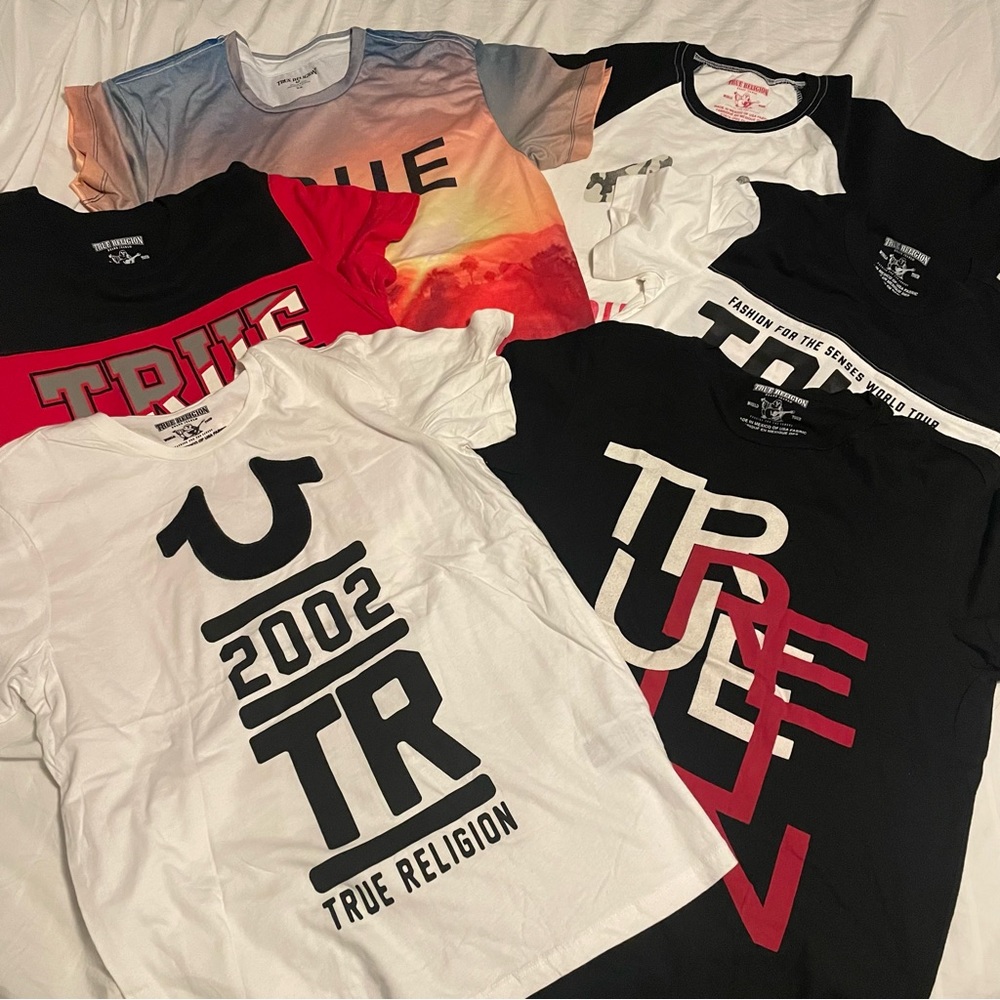 True Religion Men’s T-Shirt Bundle, Lot of 6, Multiple Sizes